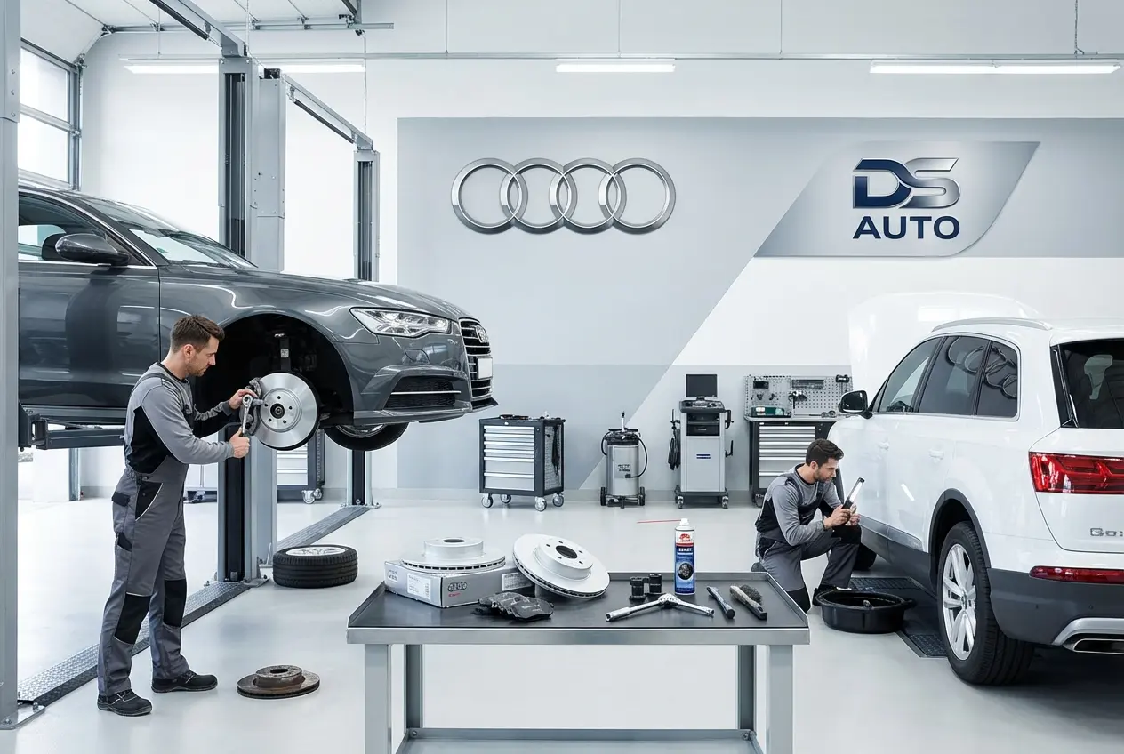 Процесс замены передних тормозных дисков Audi в автосервисе «DS Auto»
