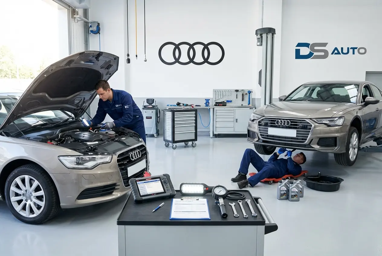 Диагностика автомобиля Audi на специализированном оборудовании в автосервисе DS Auto в Жуковском